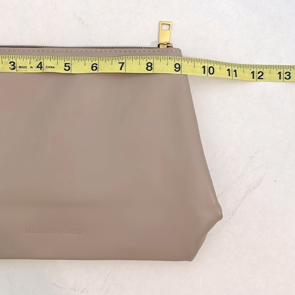 Melie Bianco Zip Top Tan Pouch Clutch NWOT - Picture 13 of 16